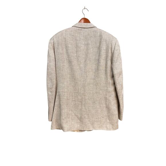 VTG Stafford 44R 100% Silk Tweed Beige Cream Weave Blazer Jacket Coat - Picture 2 of 9